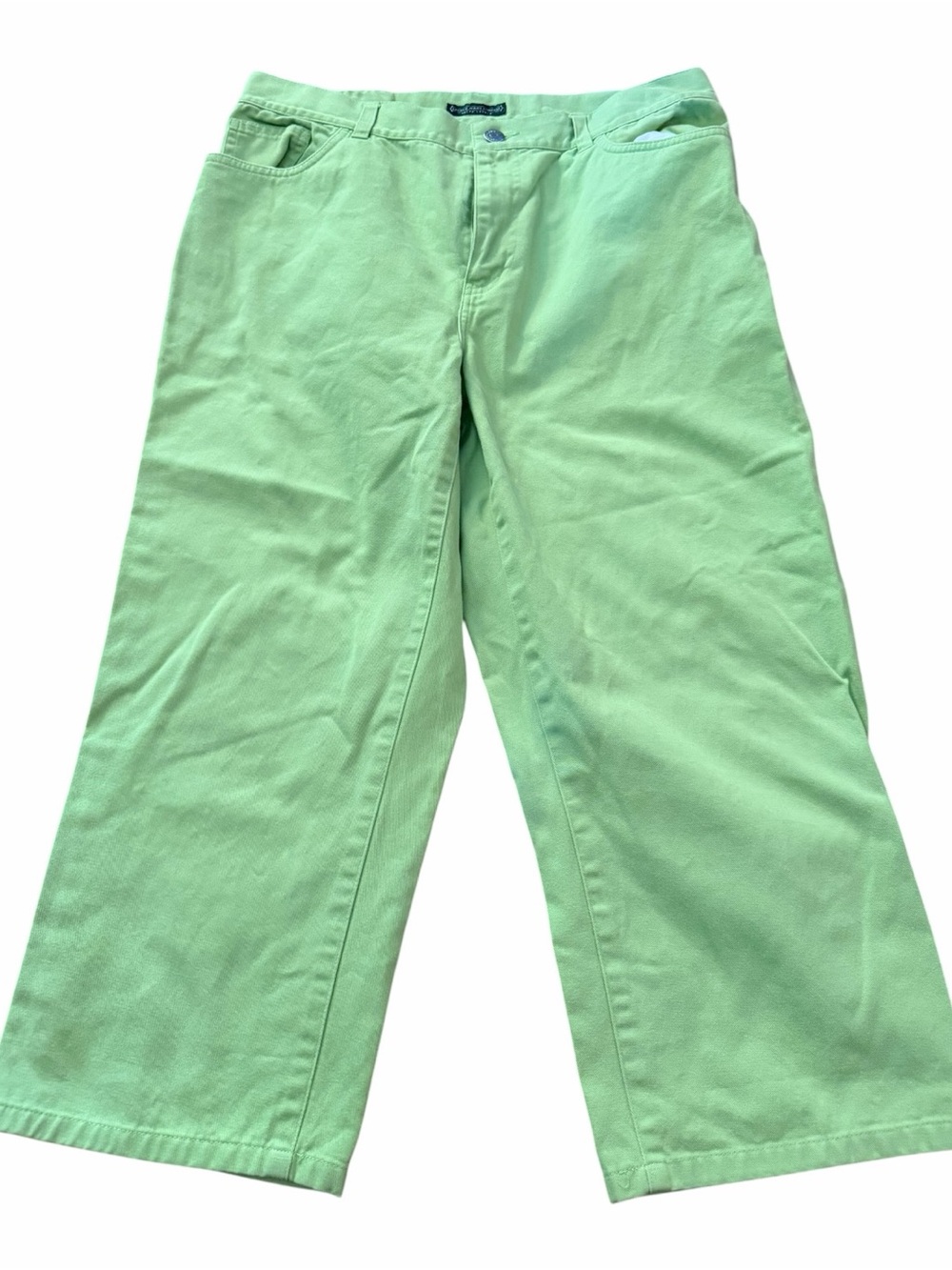 Lauren Jeans Co Ralph Lauren Green Wide Leg Crop Pants Size 10 Cotton F - Picture 4 of 7